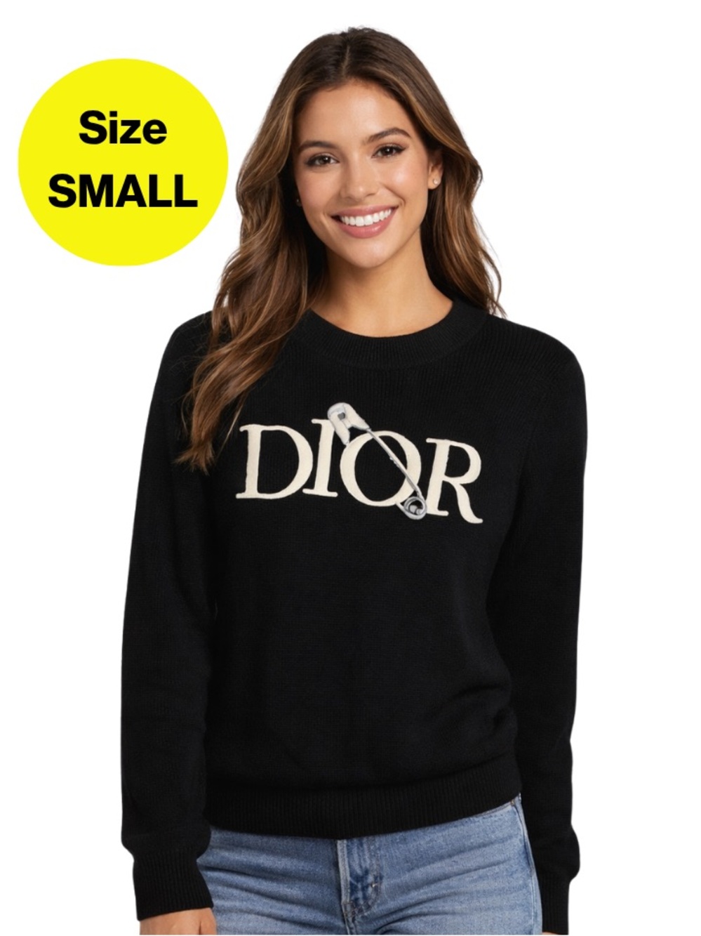 ANNE&DLLORES 🖤 Black Cozy Sweater, Cream Designer Embroidery (Women’s Small)